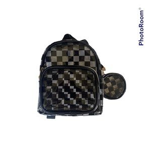 Claire's transparent checkered mini backpack with coin purse
